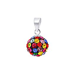 Wholesale 925 Sterling Silver 10mm Ball Multi Color Crystal Pendant