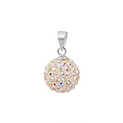 Wholesale 925 Sterling Silver 12mm Lovely Ball AB  Crystal Pendant