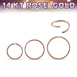 Wholesale 14K Rose Gold Plain Nose Hoop
