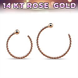 Wholesale 14K Rose Gold Twisted Nose Hoop