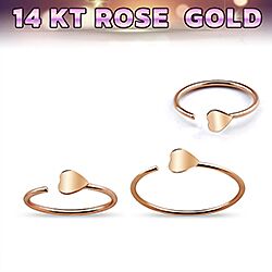 Wholesale 14K Rose Gold Heart Hoop Nose Ring