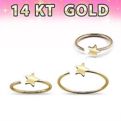 Wholesale 14K Gold Star Hoop Nose Ring