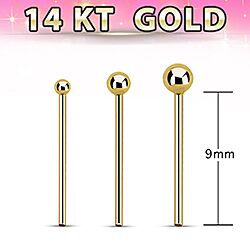 Wholesale 14K 9mm Gold Ball Nose Stud