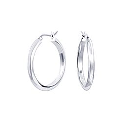 Wholesale 925 Sterling Silver Shiny Plain Hoop Earring