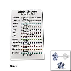 Wholesale 925 Sterling Silver Stone Flower 60 Pairs Display Stand