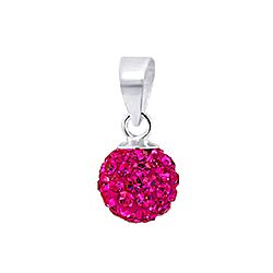 Wholesale 925 Sterling Silver Ball Fuchsia Crystal Pendant