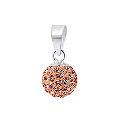 Wholesale 925 Sterling Silver Ball Light Peach Crystal Pendant