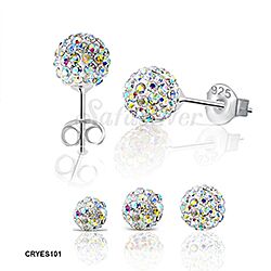 Wholesale 925 Silver AB Crystal Ball Stud earrings
