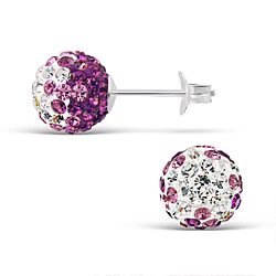 Wholesale 925 Silver Ball Multi Amethyst Crystal Stud Earrings