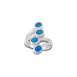 Wholesale Silver Real Stone Blue Opal Semi Precious Ring, Opal Stone