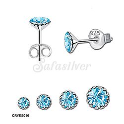wholesale 925 Sterling Silver Claw type Aquamarine birthstone stud earrings