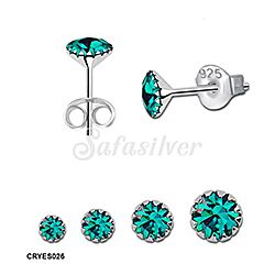  wholesale 925 silver Claw type Blue Zircon birthstone stud Preciosa earrings