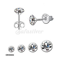 wholesale 925 Sterling Silver Crystal white birthstone stud earrings