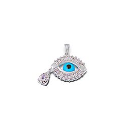 Wholesale 925 Sterling Silver Tear Drop Evil Eye Cubic Zirconia Pendant
