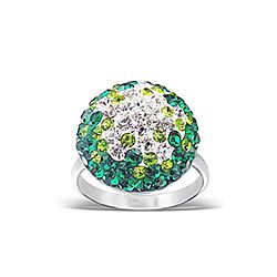 925 STERLING SILVER EMERALD  CRYSTAL  COLOR ROUND RING