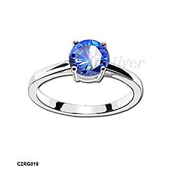 Wholesale 925 Sterling Silver Round Sapphire Cubic Zirconia Ring