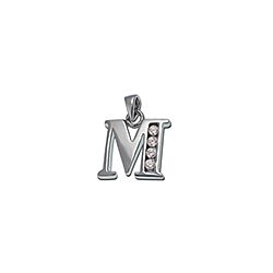 Wholesale 925 Sterling Silver M Letter Cubic Zirconia Pendant
