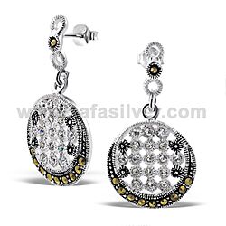 Wholesale Silver Sterling Round Marcasite Stud Earrings