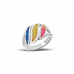Wholesale  Silver Real Stone  Mix Color Opal Semi Precious Ring,Opal Stone