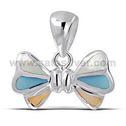 Wholesale 925 Sterling Silver Multi Color Bow Semi Precious Pendant