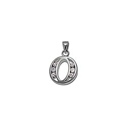 Wholesale 925 Sterling Silver  O Letter Cubic Zirconia Pendant