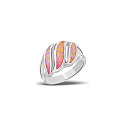 Wholesale 925 Silver Real Stone Pink Opal Semi Precious Ring, Opal Stone
