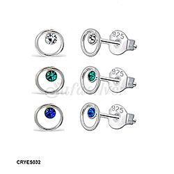 Wholesale 925 Sterling Silver Round Clear, Sapphire, Blue Zircon Birthstone stud earrings