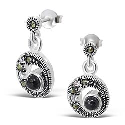 Wholesale 925 Silver Round Design Marcasite Stud Earrings