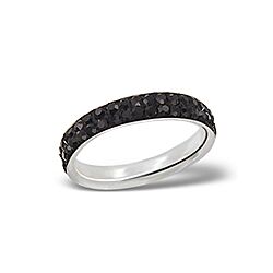 925 STERLING SILVER TWO LINE JET  CRYSTAL RING