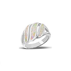 Wholesale 925 Silver Real Stone White Opal Semi Precious Ring, Opal Stone