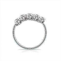 Silver five crystals nose hoop ring