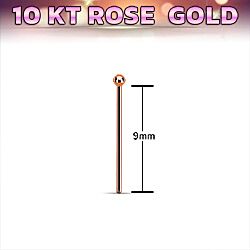 Wholesale 10K Rose Gold Ball 9mm Nose Stud