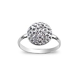 Wholesale 925 Sterling Silver Pave Ball Preciosa Crystal Ring