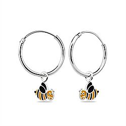Wholesale 925 Sterling Silver Yellow Black Honeybee Kids Hoops