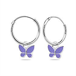 Wholesale 925 Sterling Silver Violet Butterfly Kids Hoops 