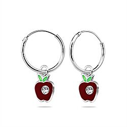 Wholesale 925 Sterling Silver Red Apple Kids Hoops
