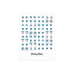 Wholesale 925 Sterling Silver Aqua Blue Crystal 36 Pairs Display Stand