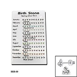 Wholesale 925 Sterling Silver Birthstone 60 Pairs Display Stand