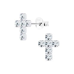 Wholesale 925 Silver Crucifix Cross Crystal Stud Earrings 
