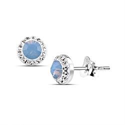 Wholesale 925 Silver Light Sap Opal Crystals Stud Earrings