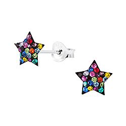 Wholesale 925 Silver Star Shaped Rainbow Crystal Stud Earrings