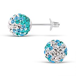 Wholesale 925 Silver Ball Mix Blue Zircon Crystal Stud Earrings 
