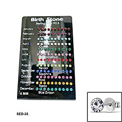 Wholesale 925 Sterling Silver 4mm Round Birthstone 60 Pairs Display Stand