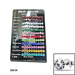 Wholesale 925 Sterling Silver 7mm Round Birthstone 60 Pairs Display Stand