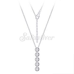 Wholesale 925 Silver Linear Round Cubic Zirconia Rhodium Plated Necklace 