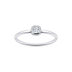 Classic crystal square ring silver