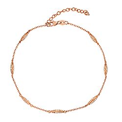 Silver Cubic Zirconia Rose Gold Plated Anklet, 925 Sterling Silver, Charm Anklet, Rice Charm Anklet, Wholesale Jewelry, Rose Gold Plated Jewelry