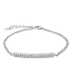 Wholesale 925 Sterling Silver Double Lined Micro Setting Cubic Zirconia Bracelet 