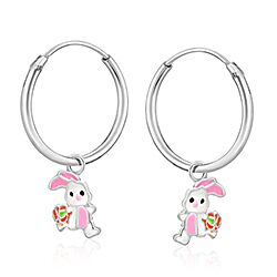 Wholesale 925 Sterling Silver White Rabbit Kids Hoops   