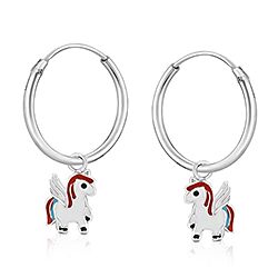 Wholesale 925 Sterling Silver White Enamel Kids Hoops   